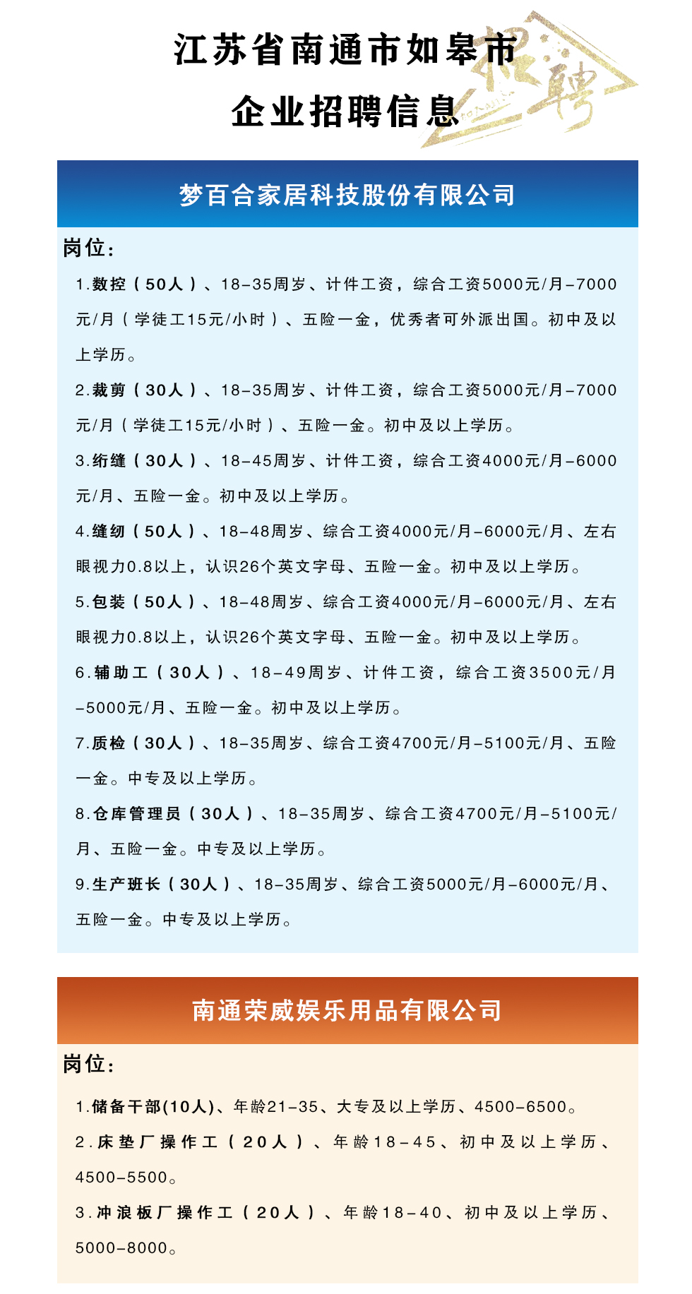 如东最新招聘信息概览，把握职业机遇，从58同城开始